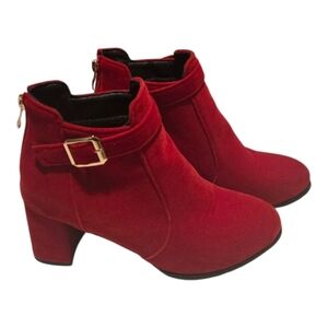 Red Suede Ankle Boots